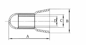 Dibujo del conector de cableado de extremo cerrado de nailon