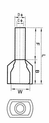 Dibujo de terminal preaislado de tubo Crewel